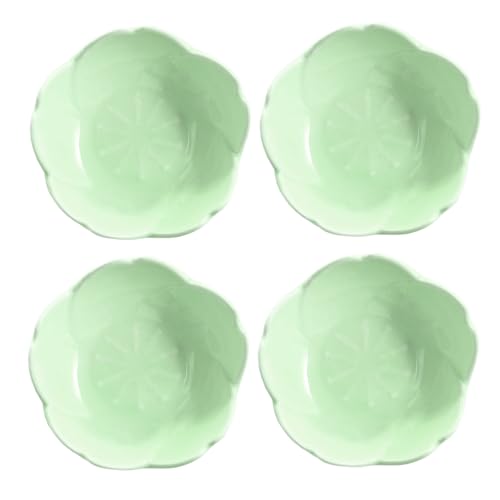Sakura Shaped Ceramic Dipping Bowls Set of 4 - 3 Inch Green