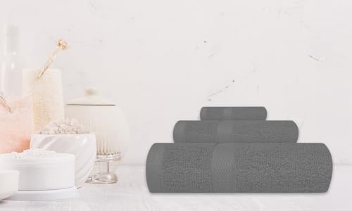 Lenenz 8-Piece Cotton Towel Set - Ultra Soft, Quick Dry, Light Grey
