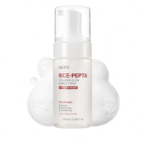 NACIFIC Rice Pepta Collagen Glow Bubble Toner 100ml - Vegan Hydrating Toner for Dry Skin