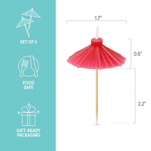 Fred & Friends Beach Party Candles - Set of 5 Cocktail Umbrella Decor