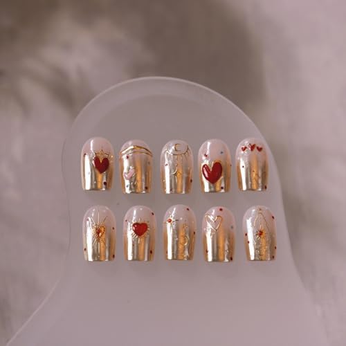 5D Embossed Gold Star & Heart Nail Stickers for Valentine's Day