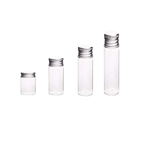 10Pcs Glass Sealed Bottle with Screw Aluminum Cap Clear Tiny Empty