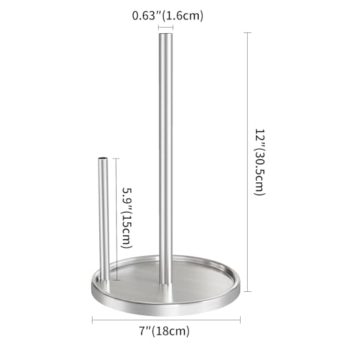 Sturdy Silver Paper Towel Holder with Weighted Base