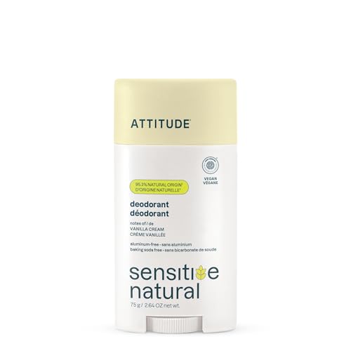 ATTITUDE Sensitive Skin Natural Deodorant - Vanilla Cream, 2.64 Oz