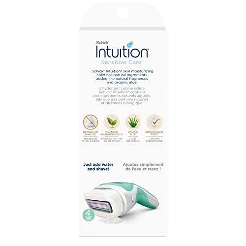 Schick Intuition Sensitive Care Razor & Refill Blades with Organic Aloe – Hypoallergenic for Women