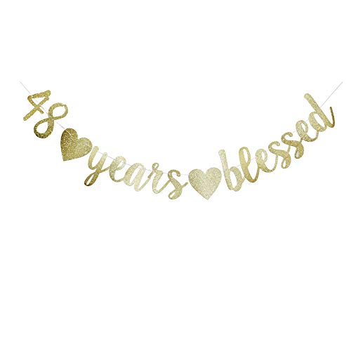 48 Years Blessed Banner | Funny Gold Glitter Sign for Anniversary & Birthday