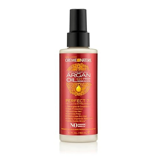 Creme of Nature Perfect 7¢â Leave-In Treatment, 7-in-1 Spray For Frizz-Control, Protects From Heat and Detangles, Infused with Argan Oil, 5.1 fl oz