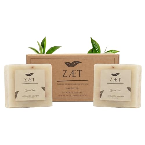 ZÆT Green Tea Soap Bar 2 Pack - 140g Natural Handmade Body & Face Soap