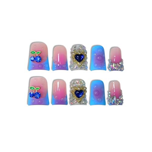 TENPAL Duckbill Press-On Nails, 3D Cherry Ombre Y2K Acrylic Nails