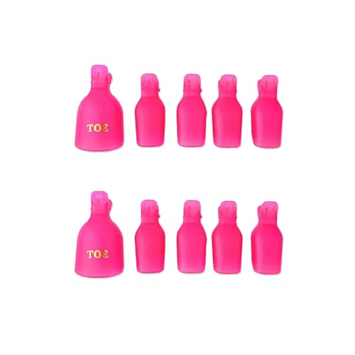 10 Reusable Pink Toenail Soak Off Cap Clips for Nail Polish Removal