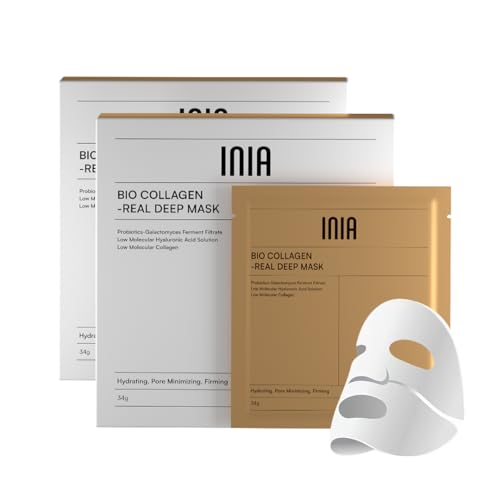 INIA Bio-Collagen Face Mask with Hyaluronic Acid - 4 Pack Deep Hydrating