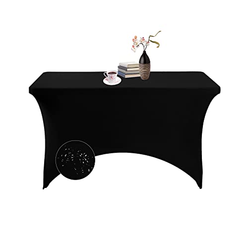 4ft Waterproof Spandex Table Cover for Events & Weddings - Black