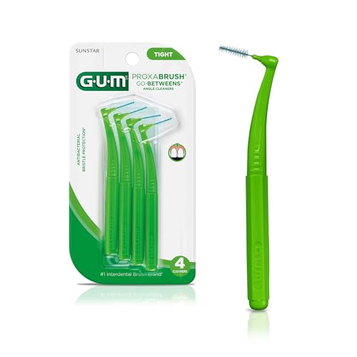 GUM Proxabrush Angled Interdental Brushes - 4 Pack for Deep Cleaning