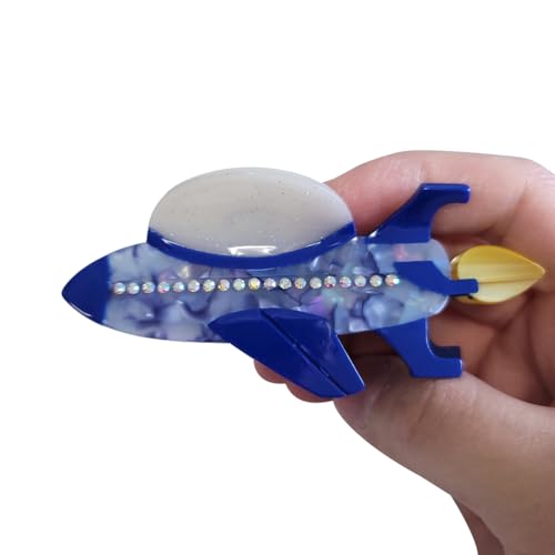 Blue Spaceship Hair Clip - Stylish Acetate Claw Clip for Women