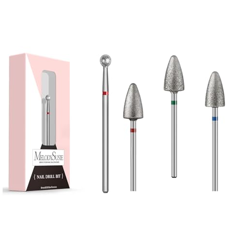 MelodySusie 4-Piece Cuticle and Callus Nail Drill Bit Set - 3/32" Shank