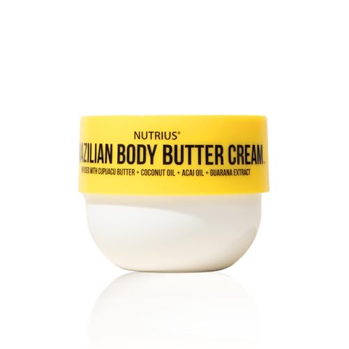 Nutrius Brazilian Body Butter Cream 6 Fl Oz - Fast-Absorbing, Hydrating, Non-Greasy