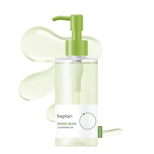 beplain Mung Bean Cleansing Oil | Gentle Makeup Remover for Sensitive Skin | Deep Pore Cleansing & Blackhead Care with Panthenol | Korean Skincare | 6.76 fl.oz