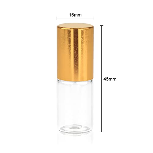 Wresty 3ml Refillable Glass Roll-On Bottles with Gold Cap - 20 Pcs Essential Oil & Perfume Container
