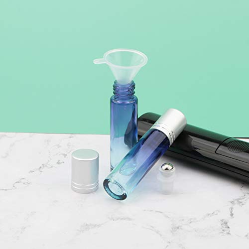 10-Pack 10mL Blue Gradient Glass Roller Bottles for Essential Oils
