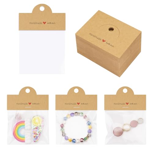100 Pcs Jewelry Packaging Set with Clear Bags & Display Cards