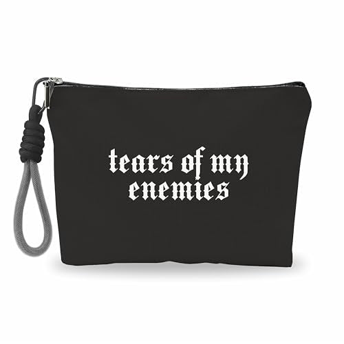 Gothic Tears Of My Enemies Makeup Bag with Hand Strap - Waterproof Cosmetic Organizer for Women