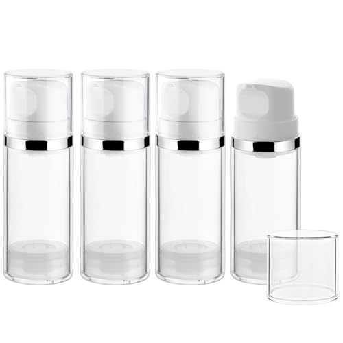 Mirrline 4 Pack 100ml Travel Refillable Vacuum Pump Cosmetic Bottles