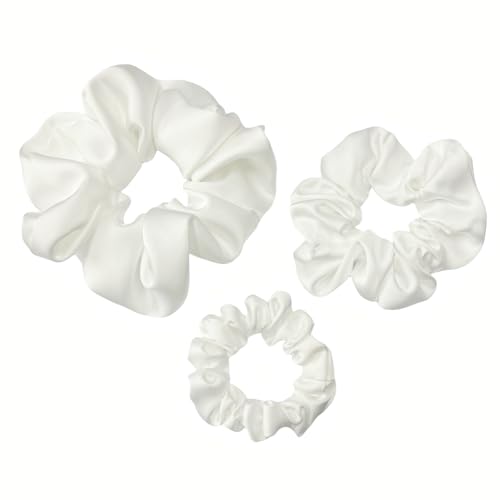 Satin Scrunchies Set - 3 No Crease Hair Ties for Women & Girls