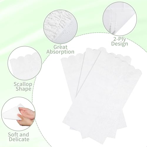NatNarr 60 Pcs White Scalloped Disposable Napkins for Parties