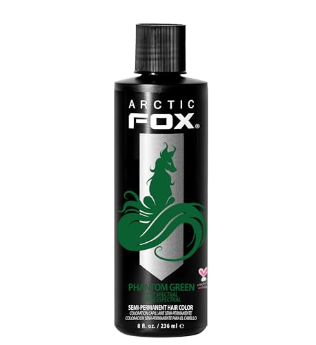 Arctic Fox Phantom Green Semi-Permanent Hair Dye 8 fl oz - Vegan, Cruelty-Free, Bright Forest Green, Custom Color Mixable
