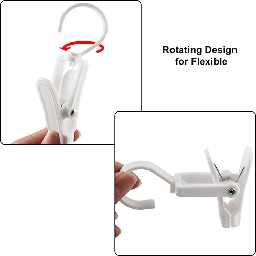Jiozermi 20 PCS White Laundry Clips - Strong 360° Swivel Hooks