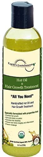 Organic Hot Oil Treatment for Dry, Damaged Hair - 8oz Hair Growth Serum