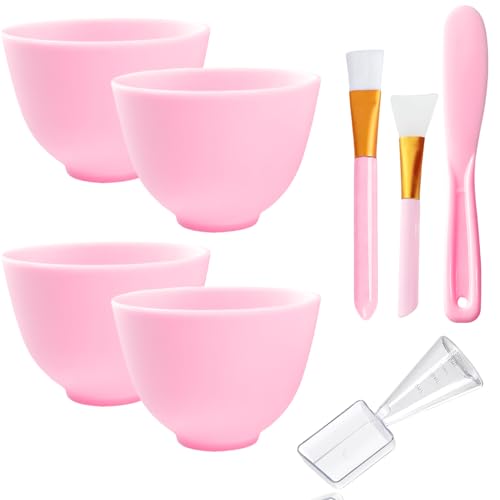Bigwinyep Pink Silicone Facial Mask Mixing Bowl for Skincare & Spa