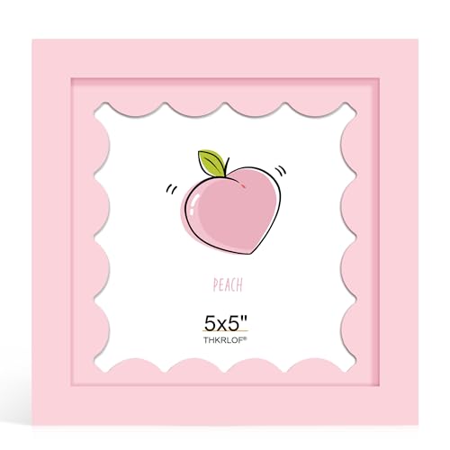 5x5 Pink Picture Frame with Real Glass - Colorful Solid Wood