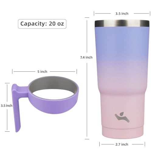 Konokyo 20 oz Insulated Tumbler with Handle & Straw | BPA-Free Pastel Sunset