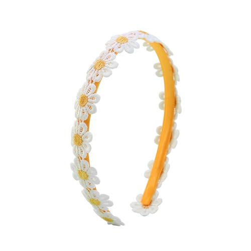 Daisy Flower Headband for Women - Yellow Embroidered Hair Accessory