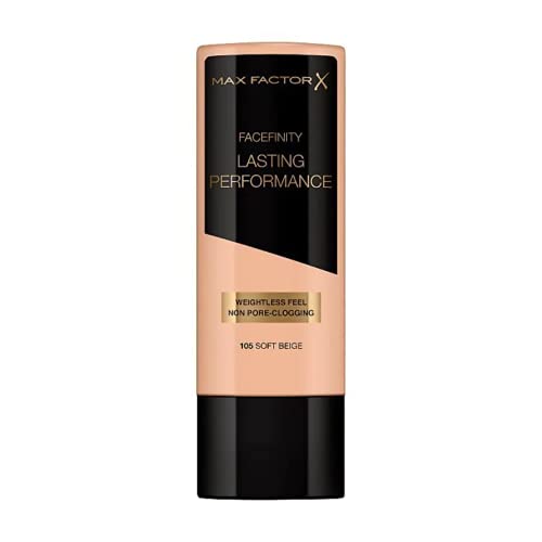 Max Factor Lasting Performance Foundation #105 Soft Beige - Long Lasting, Sensitive Skin Formula