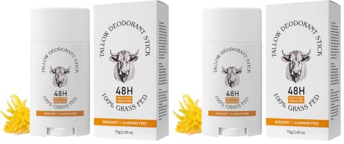 Aluminum-Free Tallow Deodorant Stick, Bergamot Scent, 2.65 oz (Pack of 2)