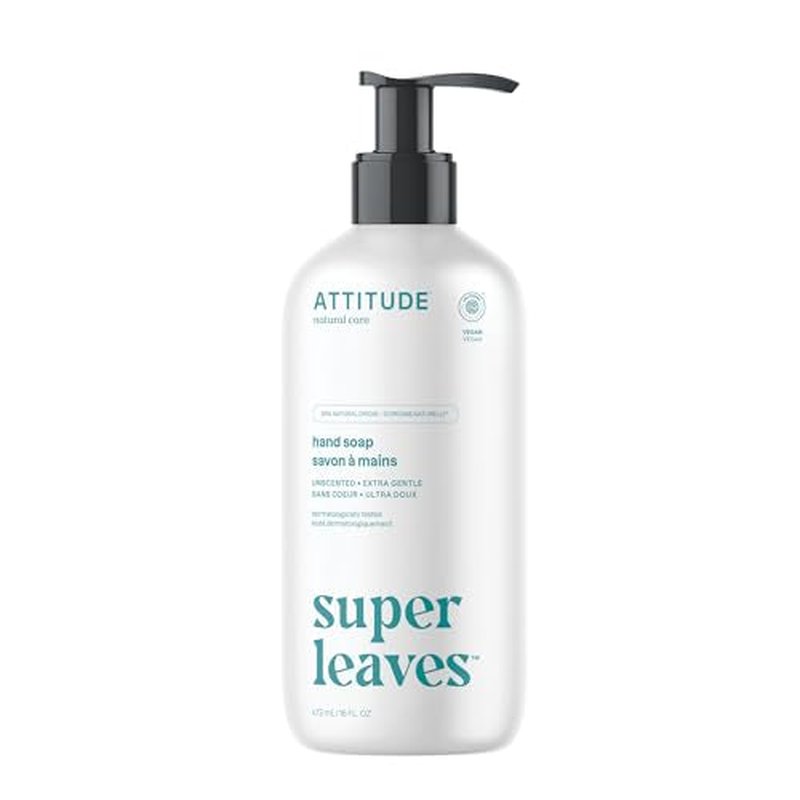 ATTITUDE Liquid Hand Soap, EWG Verified, Plant and Mineral-Based, Vegan Personal Care Products, Unscented, 16 Fl Oz