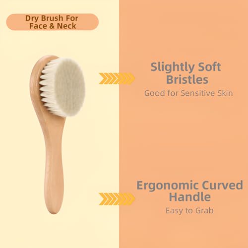 4-Piece Dry Brushing Set with Boar Bristle Body Brush and Gua Sha Tool