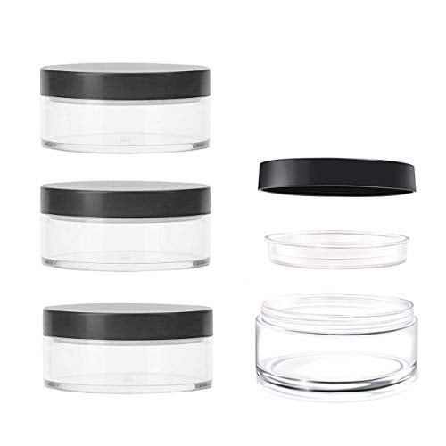AKOAK 30ml Reusable Plastic Loose Powder Compact Cases with Sifter - Pack of 4