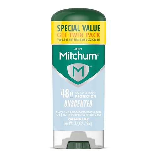 Mitchum Men¡¯s Triple Odor Protection Antiperspirant & Deodorant Gel, Unscented, 48HR Protection, 2 pack
