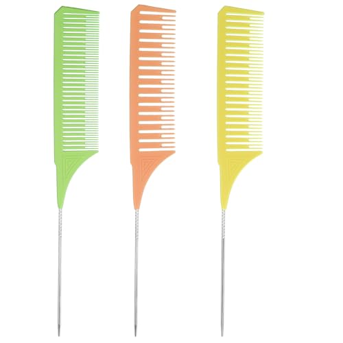 Highlighting Combs Set - 3PCS Professional Weaving Hair Combs with Variants in Green, Yellow, Orange