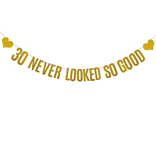 30th Birthday Banner - Gold Glitter Pre-Strung Party Decoration