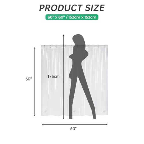 AmazerBath Heavy Duty Clear Shower Curtain Liner 60x60 Inches