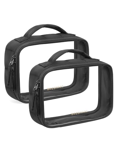 BAGSMART 2-Pack Black Puffy Clear Toiletry Bags TSA-Approved Waterproof Travel Organizer