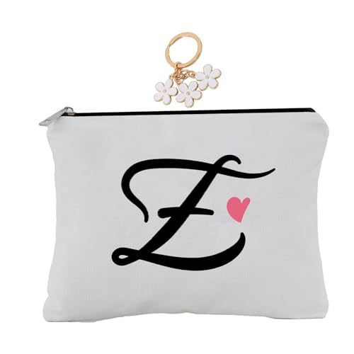 Personalized E Letter Embroidered Makeup Bag - Gift for Women, Bridesmaids, Mom