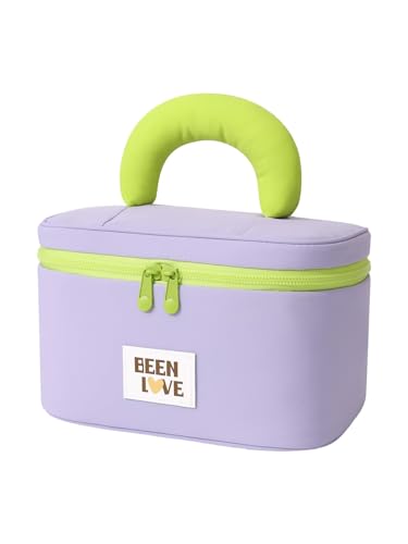 Large Purple Travel Makeup Bag with Compartments for Women