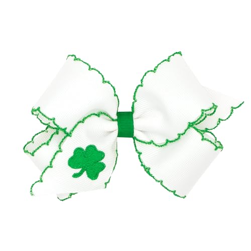 Wee Ones Girls' Shamrock Hair Bow with Moonstitch Edge - Medium