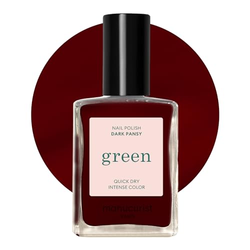 Manucurist Green Dark Pansy Burgundy Vegan Nail Polish - Long-Lasting, Fast-Dry