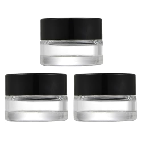 Refillable Glass Cosmetic Sample Jar Set - 3PCS 5ML Black Cap Travel Containers